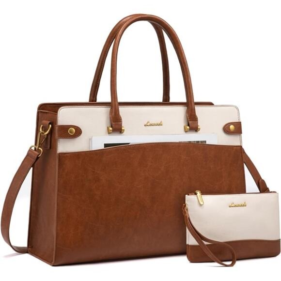 NEW Laptop Tote Bag Brown x Beige